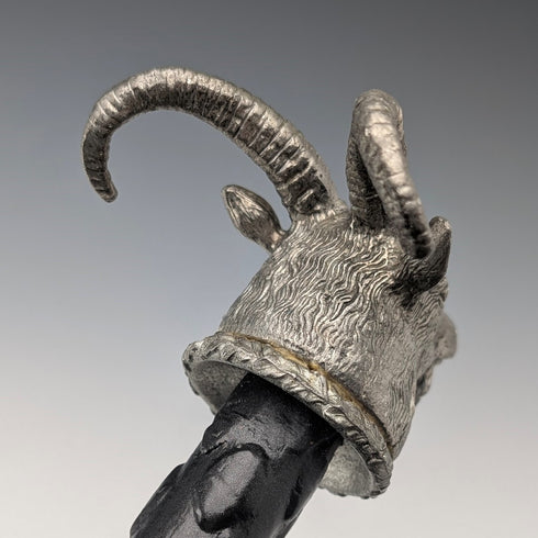 英國復古黑軸錫製山羊頭手柄手杖 85 厘米